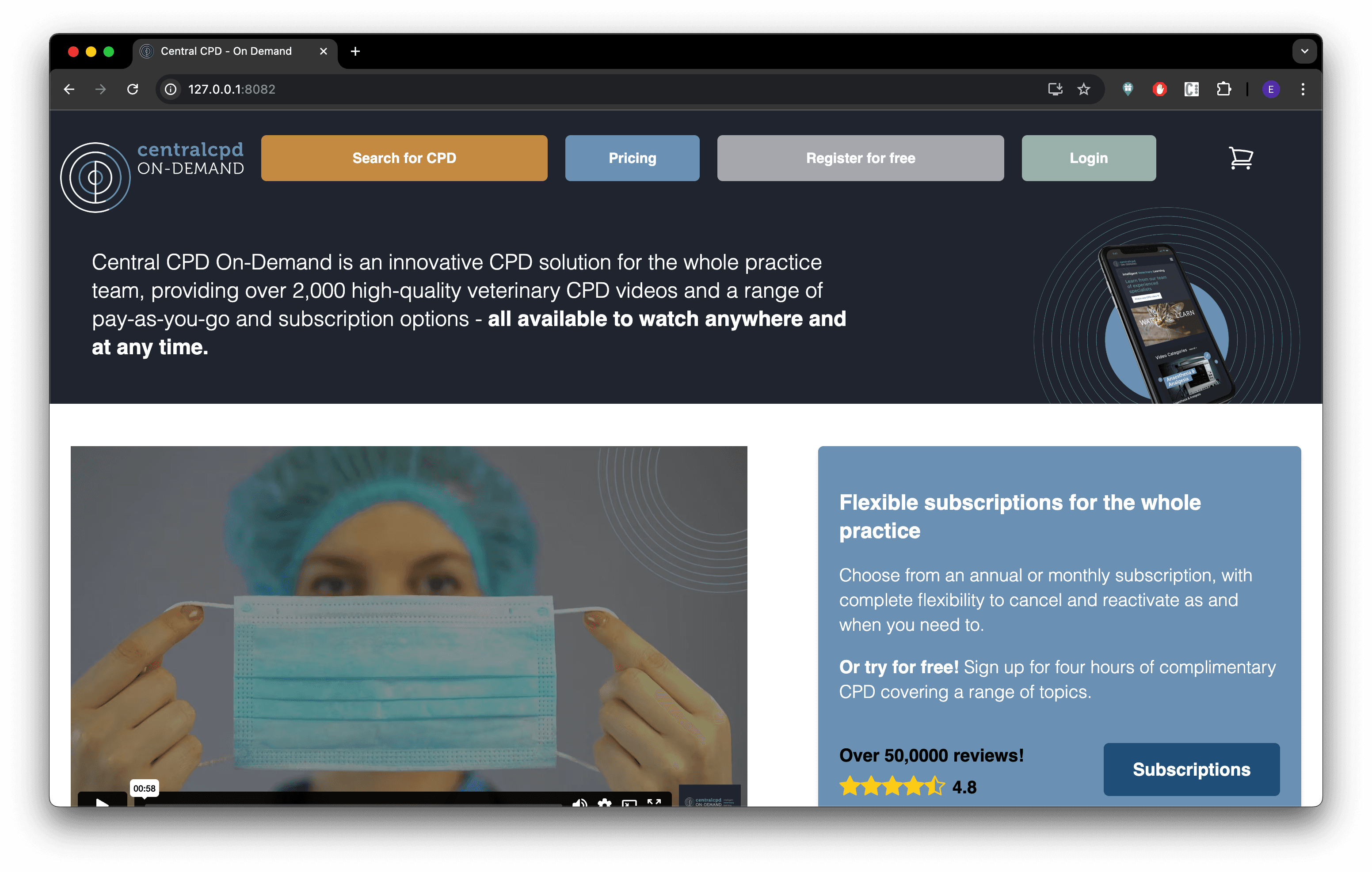 Screenshot of Central CPD On-Demand