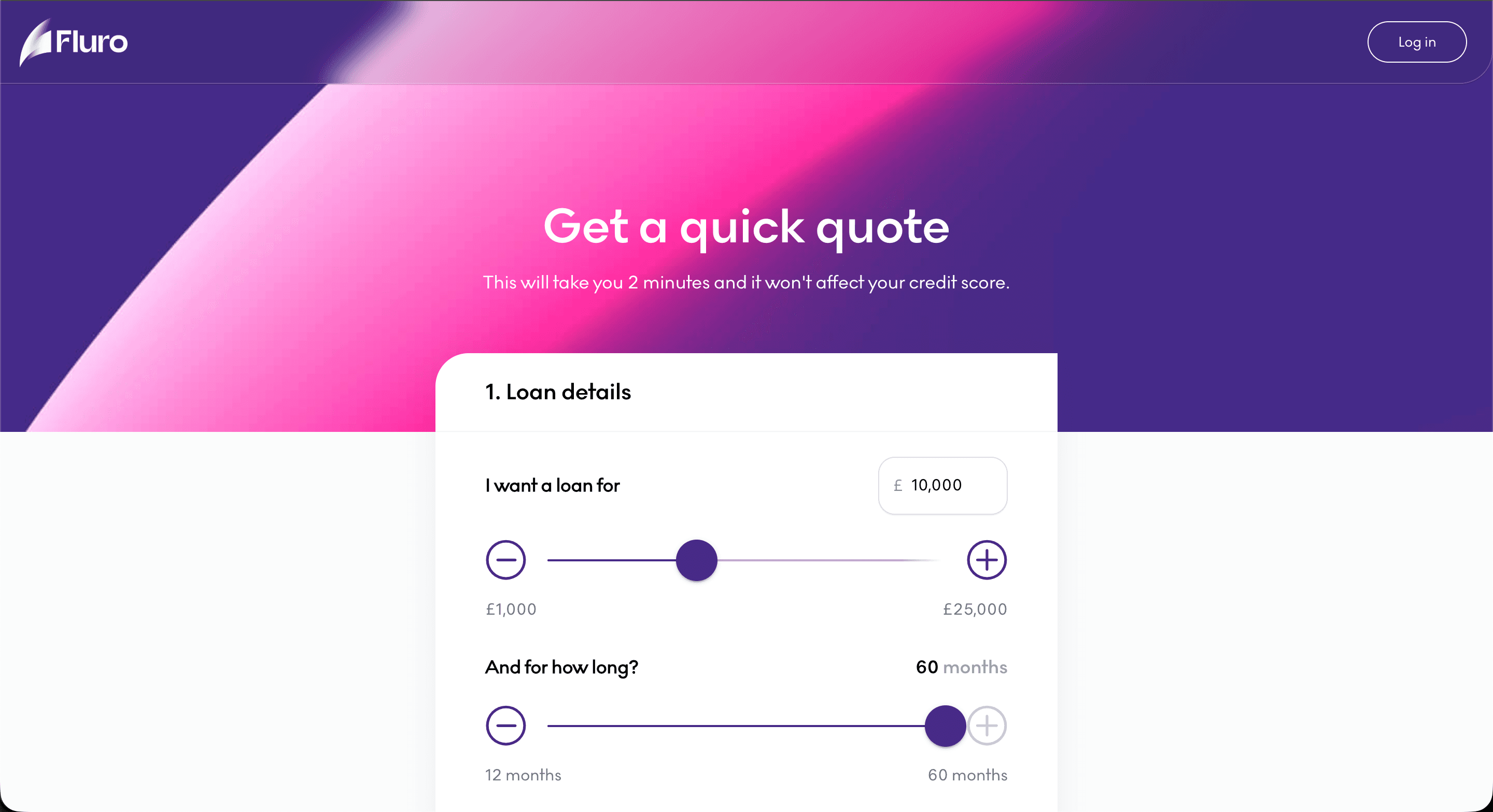 Screenshot of Fluro — Loan Journey
